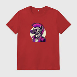 Футболка хлопковая мужская Гиена панк с ирокезом, цвет: красный