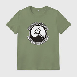 Футболка хлопковая мужская Мужчина как волк - мем, цвет: авокадо