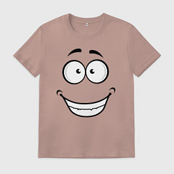 Футболка хлопковая мужская Счастливая улыбка крупно, цвет: пыльно-розовый