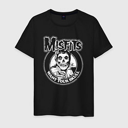 Футболка хлопковая мужская Misfits want your skull rock, цвет: черный