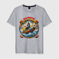 Мужская футболка Подводная стимпанк лодка капитана Немо