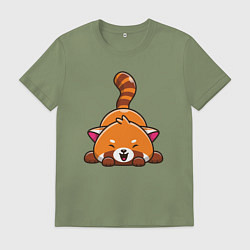 Футболка хлопковая мужская Cute red panda, цвет: авокадо