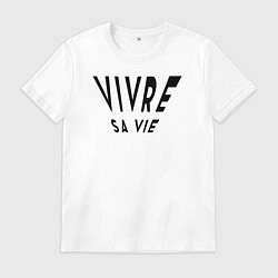 Футболка хлопковая мужская Жить своей жизнью, цвет: белый