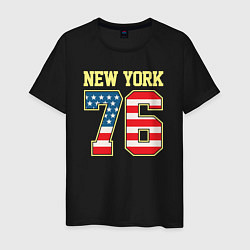 Футболка хлопковая мужская New York 76, цвет: черный