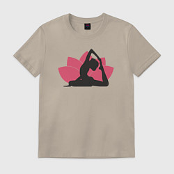 Футболка хлопковая мужская Yoga lotus, цвет: миндальный