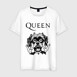 Футболка хлопковая мужская Queen - rock dog, цвет: белый