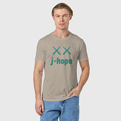 Футболка хлопковая мужская BTS jhope, цвет: миндальный — фото 2