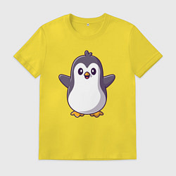 Футболка хлопковая мужская Привет от пингвинёнка, цвет: желтый