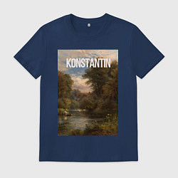 Футболка хлопковая мужская Konstantin озеро в лесу, цвет: тёмно-синий
