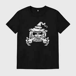 Футболка хлопковая мужская Злая тыква, цвет: черный