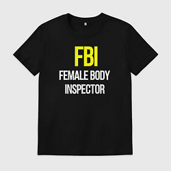 Футболка хлопковая мужская FBI white text, цвет: черный