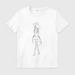 Футболка хлопковая мужская Девушка в полный рост, цвет: белый