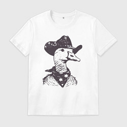 Футболка хлопковая мужская Гусь ковбой, цвет: белый