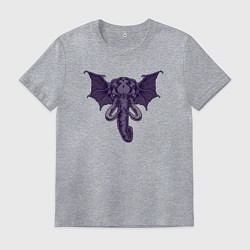 Футболка хлопковая мужская Слон ктулху, цвет: меланж