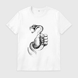 Футболка хлопковая мужская Пойманная змея, цвет: белый