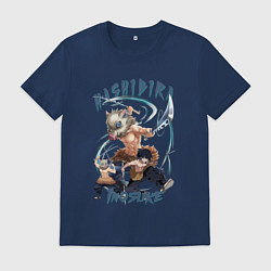 Футболка хлопковая мужская Клинок рассекающий демонов Hashibira Inosuke, цвет: тёмно-синий