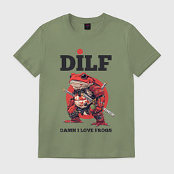 Футболка хлопковая мужская DILF damn I love frogs, цвет: авокадо