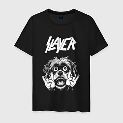 Футболка хлопковая мужская Slayer rock dog, цвет: черный