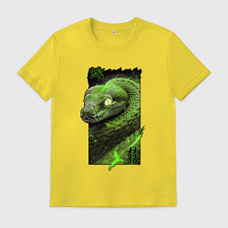 Футболка хлопковая мужская Дважды удачливая змея, цвет: желтый