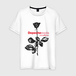 Футболка хлопковая мужская Depeche Mode - Violator black rose, цвет: белый