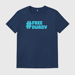 Футболка хлопковая мужская Free Durov Свободу Дурову, цвет: тёмно-синий