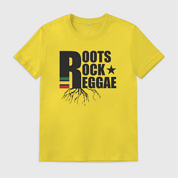 Футболка хлопковая мужская Корни рок регги, цвет: желтый