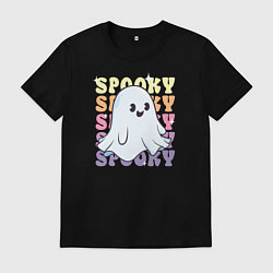 Футболка хлопковая мужская Cute little spooky ghost, цвет: черный