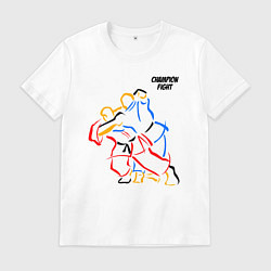 Футболка хлопковая мужская Champion - fight, цвет: белый