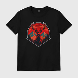 Футболка хлопковая мужская Олень на фоне гор, цвет: черный