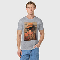 Футболка хлопковая мужская Ван-Пис Луффи стенгазета, цвет: меланж — фото 2