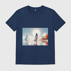 Мужская футболка Девушка на фантастическом пляже