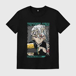 Футболка хлопковая мужская Клинок рассекающий демонов Тенген столп, цвет: черный