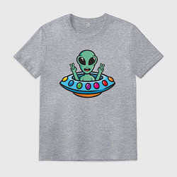 Футболка хлопковая мужская Добродушный пришелец, цвет: меланж