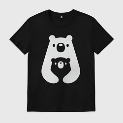 Футболка хлопковая мужская Обнимашки-мишки, цвет: черный