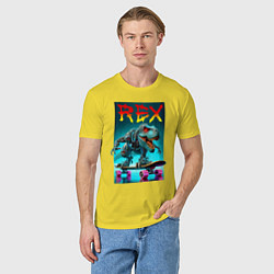 Футболка хлопковая мужская Tyrannosaur rex on a skateboard - ai art fantasy, цвет: желтый — фото 2