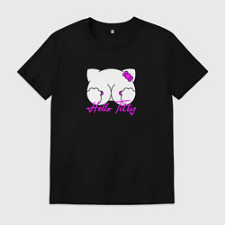 Футболка хлопковая мужская Hello titty кошечка, цвет: черный