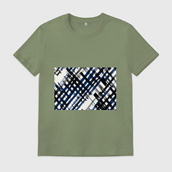 Мужская футболка Косая клетка бело-синяя