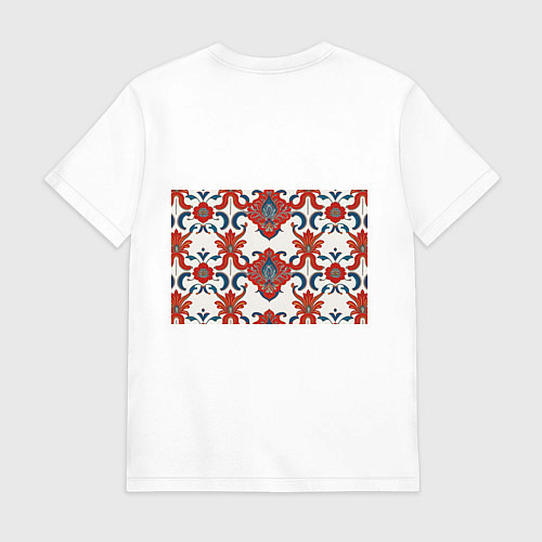 Мужская футболка Узор красно-синий на белом фоне / Белый – фото 2