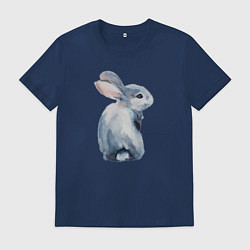 Футболка хлопковая мужская Кролик арт, цвет: тёмно-синий