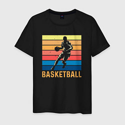 Футболка хлопковая мужская Basketball lettering, цвет: черный