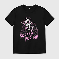 Футболка хлопковая мужская Ghostface scream for me, цвет: черный