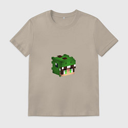 Футболка хлопковая мужская Голова Майнкрафт, цвет: миндальный