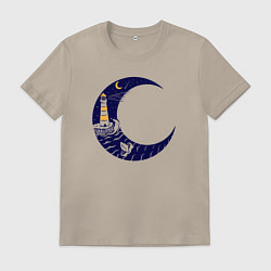 Футболка хлопковая мужская Лунный маяк, цвет: миндальный