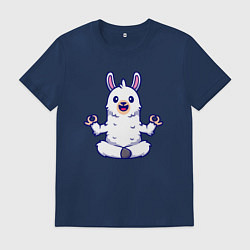 Футболка хлопковая мужская Йога альпака, цвет: тёмно-синий