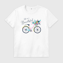 Футболка хлопковая мужская Жизнь это прекрасная поездка, цвет: белый