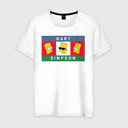 Футболка хлопковая мужская Bart Simpson дикая голова, цвет: белый