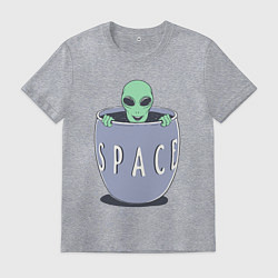 Футболка хлопковая мужская Космический пришелец, цвет: меланж