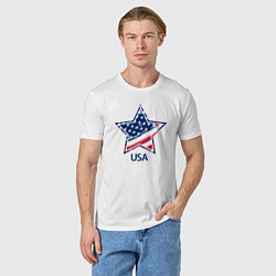 Футболка хлопковая мужская Star - USA, цвет: белый — фото 2