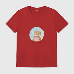 Футболка хлопковая мужская Capybara love you, цвет: красный
