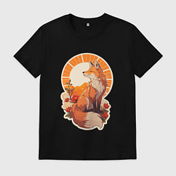 Мужская футболка Лиса и солнце в японском стиле